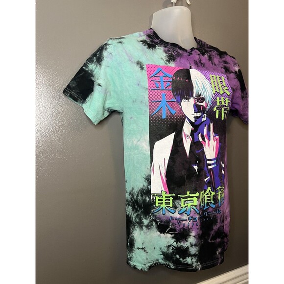 Tokyo Ghoul Shirt Mens XS Purple Black Mint Tie Dye Ken Kaneki Anime Graphic Tee - Picture 2 of 5